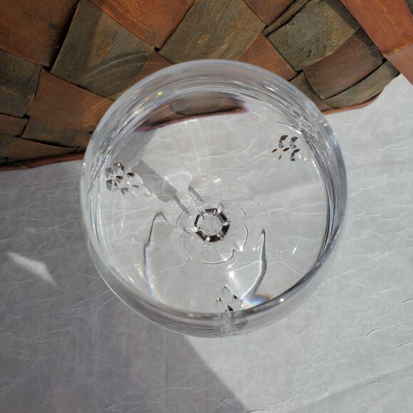 Noritake Crystal Cove Water Goblet 7.5" red wine cut glass etched signed rare - Picture 6 of 10